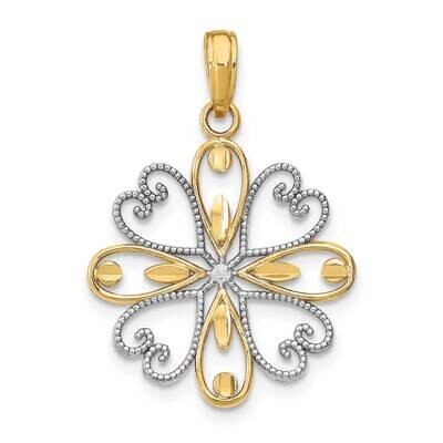 Beaded Heart Petals In Heart Charm 14k Gold Rhodium K9484, MPN: K9484, 637218161737