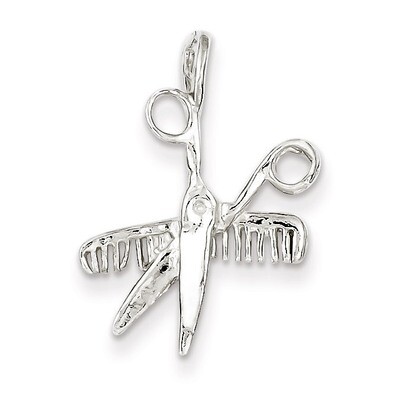 Comb &amp; Scissors Charm Sterling Silver QC811, MPN: QC811, 883957849485