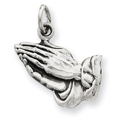 Praying Hands Charm Antiqued Sterling Silver QC5798, MPN: QC5798, 191101184123