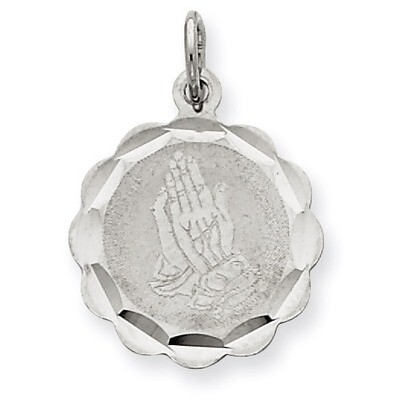 Praying Hands Disc Charm Sterling Silver QC2409, MPN: QC2409, 191101181290