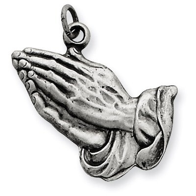 Praying Hands Charm Antiqued Sterling Silver QC5800, MPN: QC5800, 191101184147