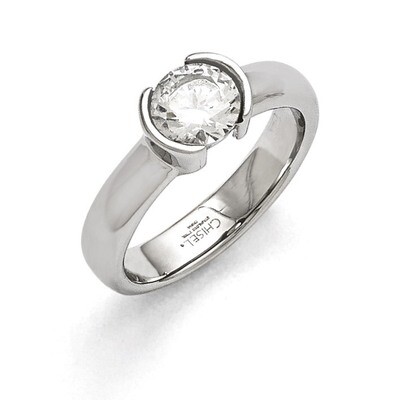 Polished Synthetic Diamond Ring - Stainless Steel SR366 by Chisel, MPN: SR366, 883957570563