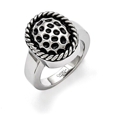 Polished and Antiqued Ring - Stainless Steel SR357 by Chisel, MPN: SR357, 883957038728