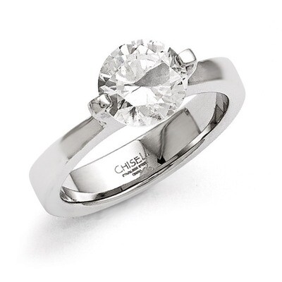 Polished Synthetic Diamond Ring - Stainless Steel SR367 by Chisel, MPN: SR367, 191101430459
