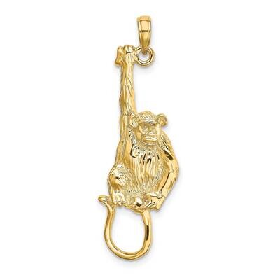 Textured Hanging Monkey Charm 14k Gold 2-D K6511, MPN: K6511, 63721800137