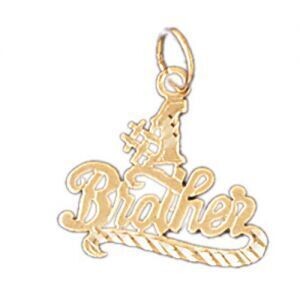 Dazzlers Jewelry Number One Brother Pendant Necklace Charm Bracelet in Yellow, White or Rose Gold 9…