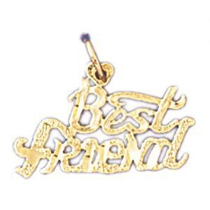 Dazzlers Jewelry Best Friend Pendant Necklace Charm Bracelet in Yellow, White or Rose Gold 10388, M…