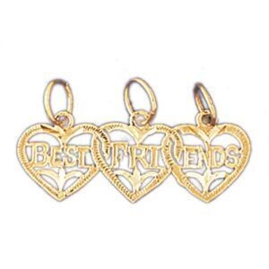 Dazzlers Jewelry Best Friends Pendant Necklace Charm Bracelet in Yellow, White or Rose Gold 10370, …