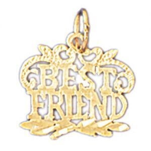 Dazzlers Jewelry Best Friend Pendant Necklace Charm Bracelet in Yellow, White or Rose Gold 10387, M…