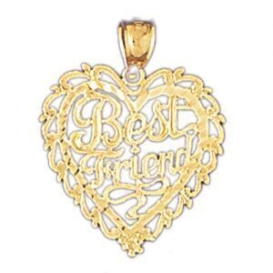 Dazzlers Jewelry Best Friend Pendant Necklace Charm Bracelet in Yellow, White or Rose Gold 10365, M…
