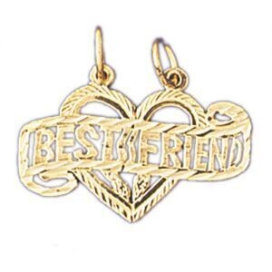 Dazzlers Jewelry Best Friend Pendant Necklace Charm Bracelet in Yellow, White or Rose Gold 10367, M…