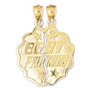 Dazzlers Jewelry Best Friends Pendant Necklace Charm Bracelet in Yellow, White or Rose Gold 10360, …