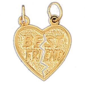 Dazzlers Jewelry Best Friend Pendant Necklace Charm Bracelet in Yellow, White or Rose Gold 10351, M…