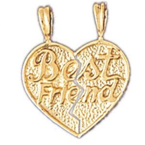 Dazzlers Jewelry Best Friend Pendant Necklace Charm Bracelet in Yellow, White or Rose Gold 10349, M…