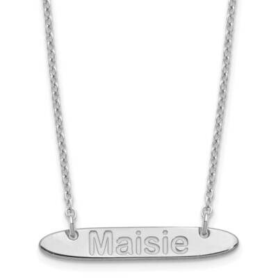 Small Polished Oblong Arial Rounded Bar Necklace Sterling Silver Rhodium-plated XNA1233SS, MPN: XNA…