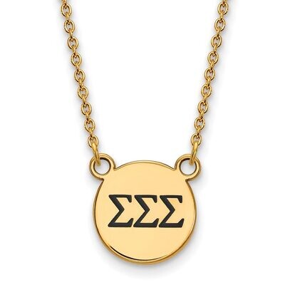 Sigma Sigma Sigma Extra Small Enameled Pendant with 18 Inch Chain Gold-plated Silver GP016SSS-18, M…