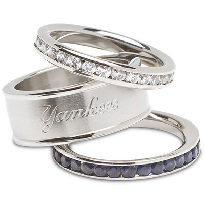 New York Yankees Team Logo Ring Set Size 7 Crystal Stacked YAN035CR-SZ7