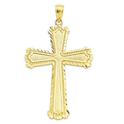 Diagonal Lined Cross Pendant 14k Gold Diamond-cut C4201, MPN: C4201, 637218089994