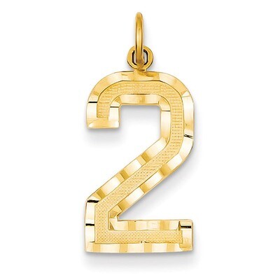 Casted Large Diamond Cut Number 2 Charm 14k Gold LN02, MPN: LN02, 886774102047