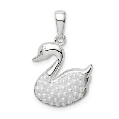 Imitation Pearl Swan Pendant Sterling Silver QC9630, MPN: QC9630,