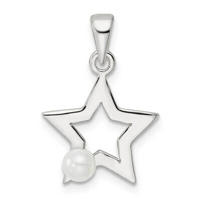 Imitation Pearl Star Pendant Sterling Silver Polished QC11021, MPN: QC11021,