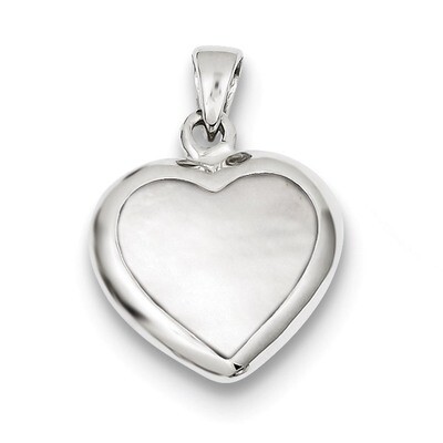 Onyx &amp; Mother Of Pearl Reversible Heart Pendant Sterling Silver QP194, MPN: QP194, 191101279928