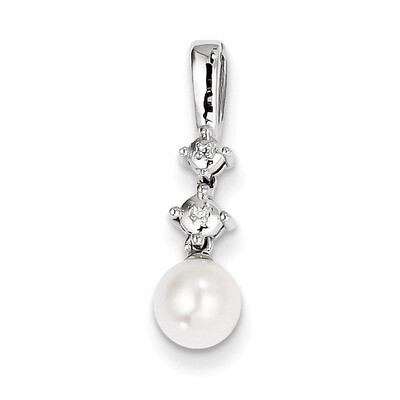Pearl Diamond Pendant Sterling Silver Cultured QP3112, MPN: QP3112, 883957359380