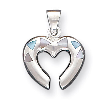 Mother of Pearl Heart Pendant Sterling Silver QC4556