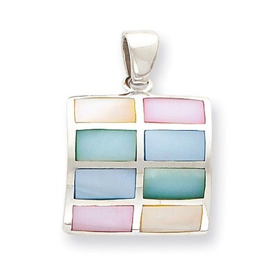 Multicolored Mother of Pearl Pendant Sterling Silver QP533