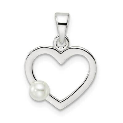 Imitation Pearl Heart Pendant Sterling Silver Polished QP5494, MPN: QP5494,