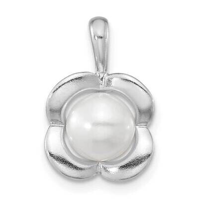 Polished Fwc Pearl Flower Pendant Sterling Silver Rhodium-Plated QP5597, MPN: QP5597,