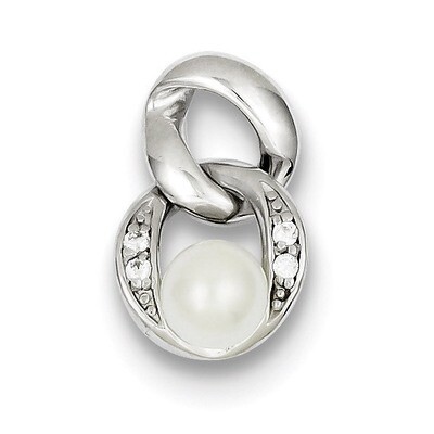 White Simulated Pearl Pendant Sterling Silver Rhodium-plated QP2724, MPN: QP2724, 883957052496