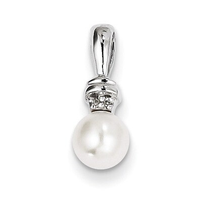 Diamond and Cultured Pearl Pendant Sterling Silver Rhodium-plated QP3199, MPN: QP3199, 883957526881