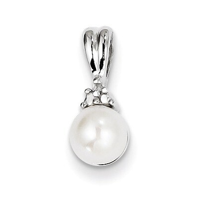Diamond and Cultured Pearl Pendant Sterling Silver Rhodium-plated QP3198, MPN: QP3198, 883957507491