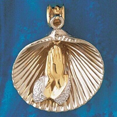 Dazzlers Jewelry Seashell Shell Prayer Pendant Necklace Charm Bracelet in Yellow, White or Rose Gol…