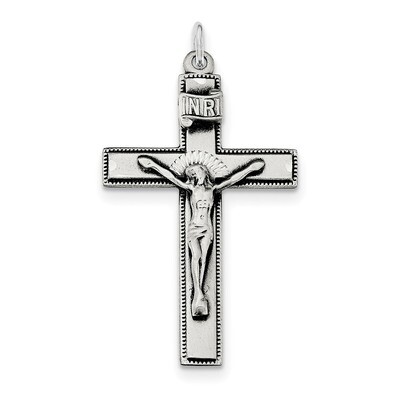 INRI Crucifix Cross with Prayer Pendant Sterling Silver QC8289, MPN: QC8289, 191101454714