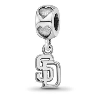 San Diego Padres SD on Heart Bead Sterling Silver Rhodium-plated PAD014BD2-SS, MPN: PAD014BD2-SS, 6…