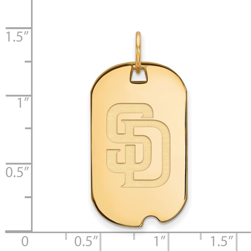 MLB San Diego Padres Small Dog Tag Gold-plated Sterling Silver GP036PAD