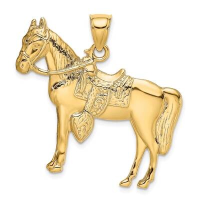 Horse with Saddle Charm 14k Gold 2-D K6502, MPN: K6502, 637218185337