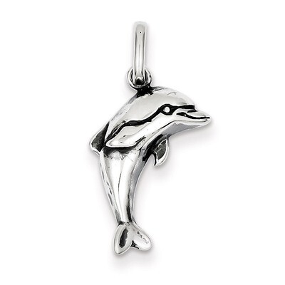 Dolphin Pendant Antiqued Sterling Silver QC6291, MPN: QC6291, 883957915579