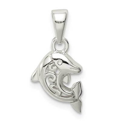 Dolphin Pendant Sterling Silver Polished QC9582, MPN: QC9582, 886774069432