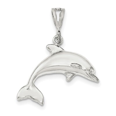 Dolphin Pendant Sterling Silver Polished QC8714, MPN: QC8714, 191101454806