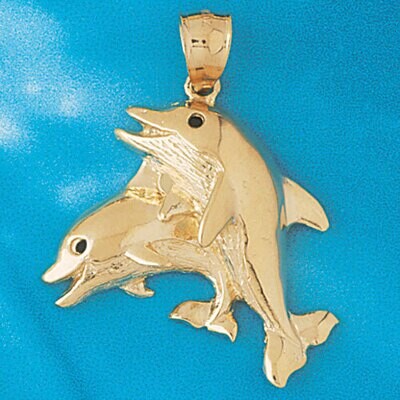 Dazzlers Jewelry Dolphins Group Pendant Necklace Charm Bracelet in Yellow, White or Rose Gold 451, …