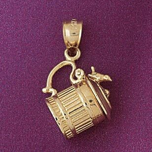 Dazzlers Jewelry Sugar Bowl Pendant Necklace Charm Bracelet in Yellow, White or Rose Gold 6954, MPN…