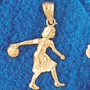 Dazzlers Jewelry Bowling Player Pendant Necklace Charm Bracelet in Yellow, White or Rose Gold 3278,…