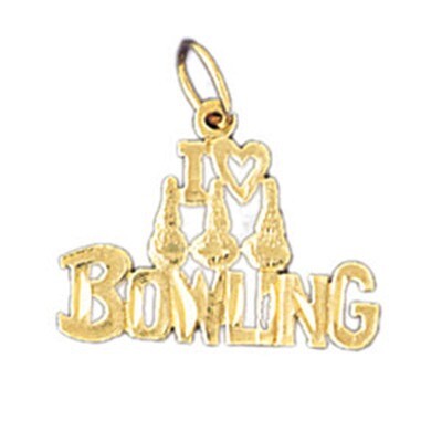 Dazzlers Jewelry I Love Bowling Pendant Necklace Charm Bracelet in Yellow, White or Rose Gold 10797…