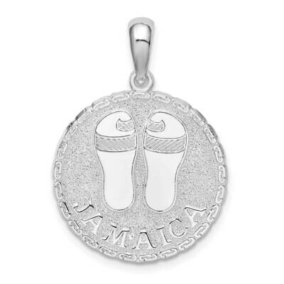 Large Jamaica with Sandals Disc Pendant Sterling Silver QC10206, MPN: QC10206, 637218170197