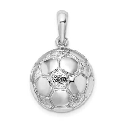 Textured 3D Soccer Ball Pendant Sterling Silver Polished QC10141, MPN: QC10141, 637218167296