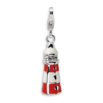 Swarovski Crys Lighthouse Charm Sterling Silver Enamel QCC427 by Amore La Vita, MPN: QCC427, 883957…