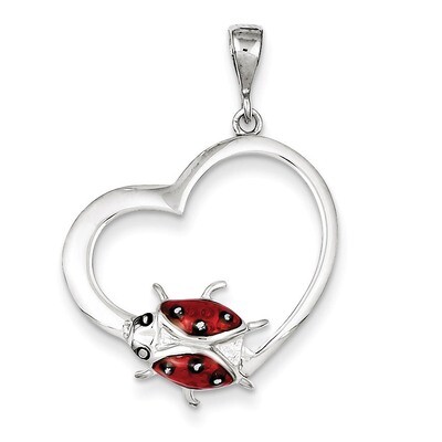 Heart with Enameled Ladybug Pendant Sterling Silver QP2412, MPN: QP2412, 886774367729